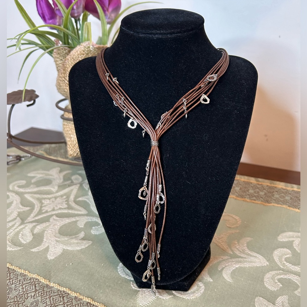Silpada 19” Cotton Cord and Sterling Silver Necklace